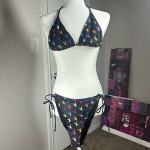 PLAYBOY Black Triangle Bikini Set